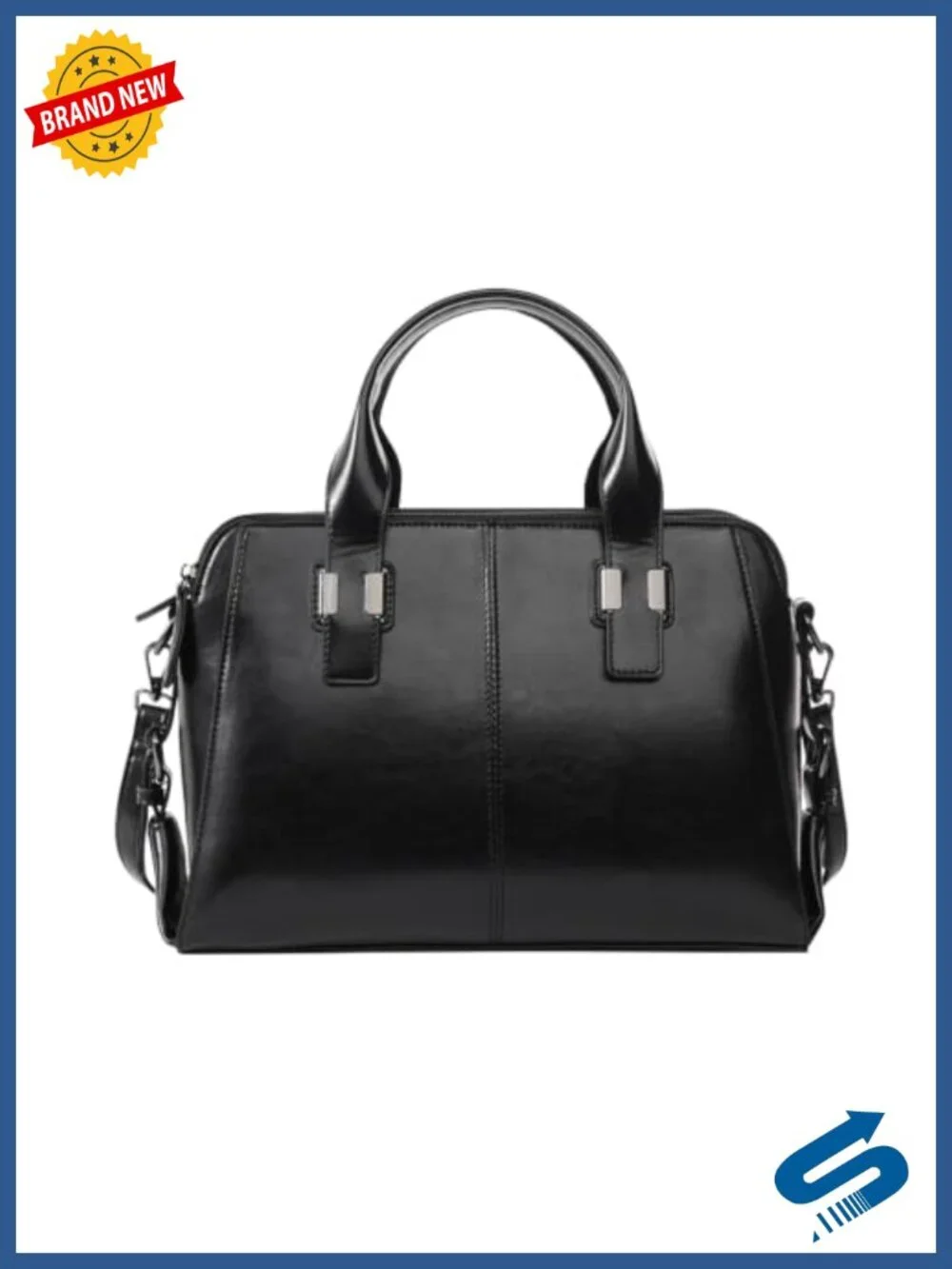 PU Leather Satchel Tote Bag with 3 Zipper Compartments